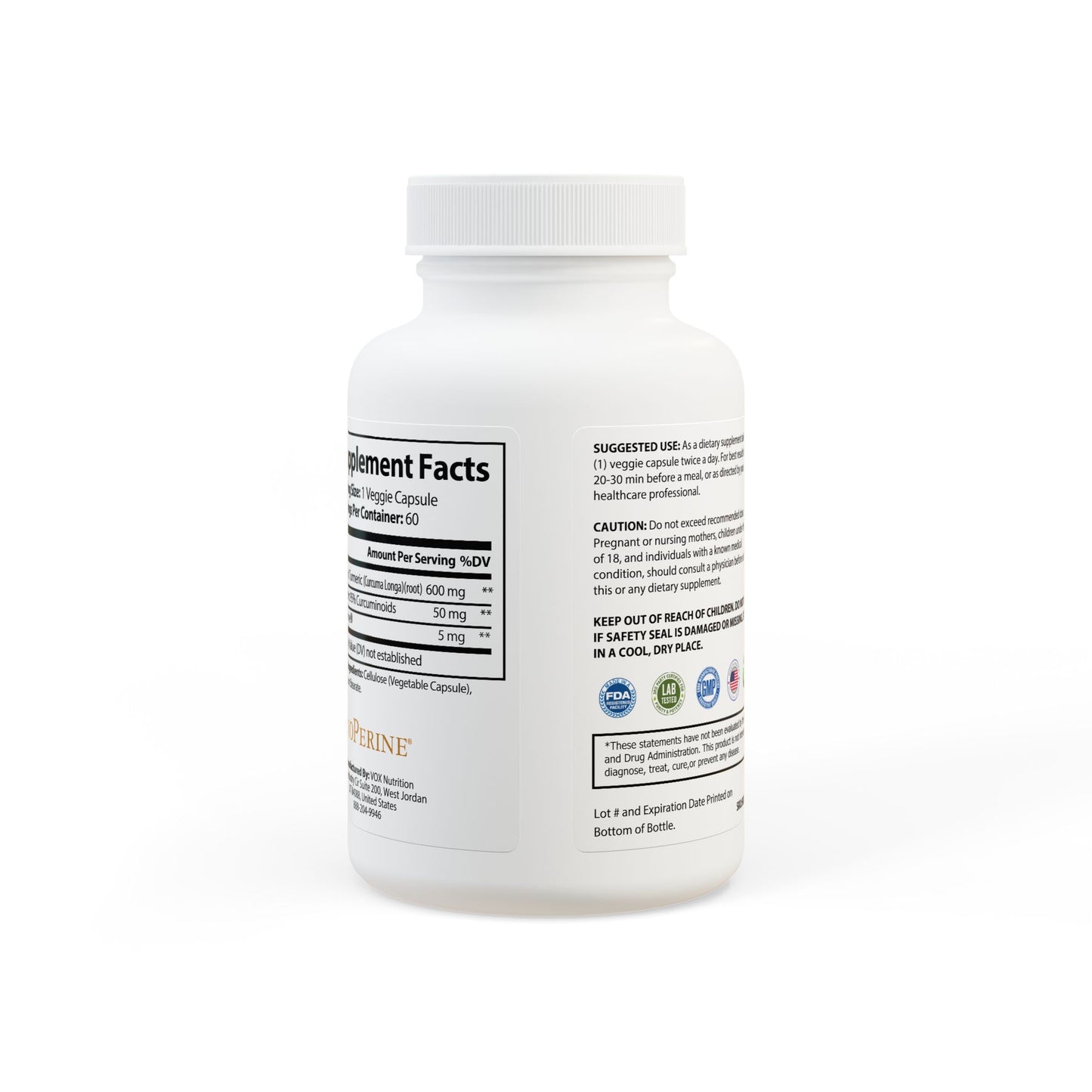 Turmeric with BioPerine® (Black Pepper Fruit Extract) Supplement (60 Capsules) By Dr. Asad Ali Syed