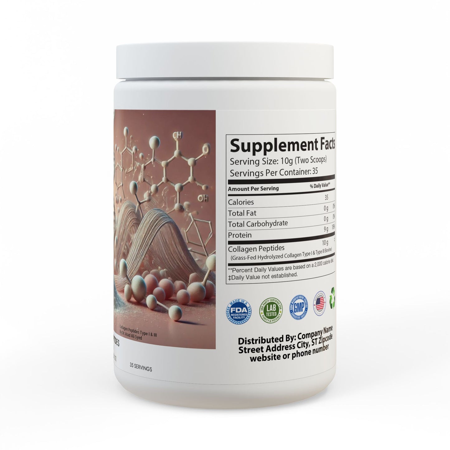 Collagen Peptides Type I & III Supplement (350g, 12.3oz) By Dr. Asad Ali Syed